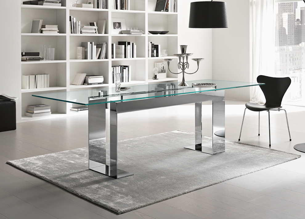Tonelli Miles Glass Chrome Dining Table Contemporary Dining Tables