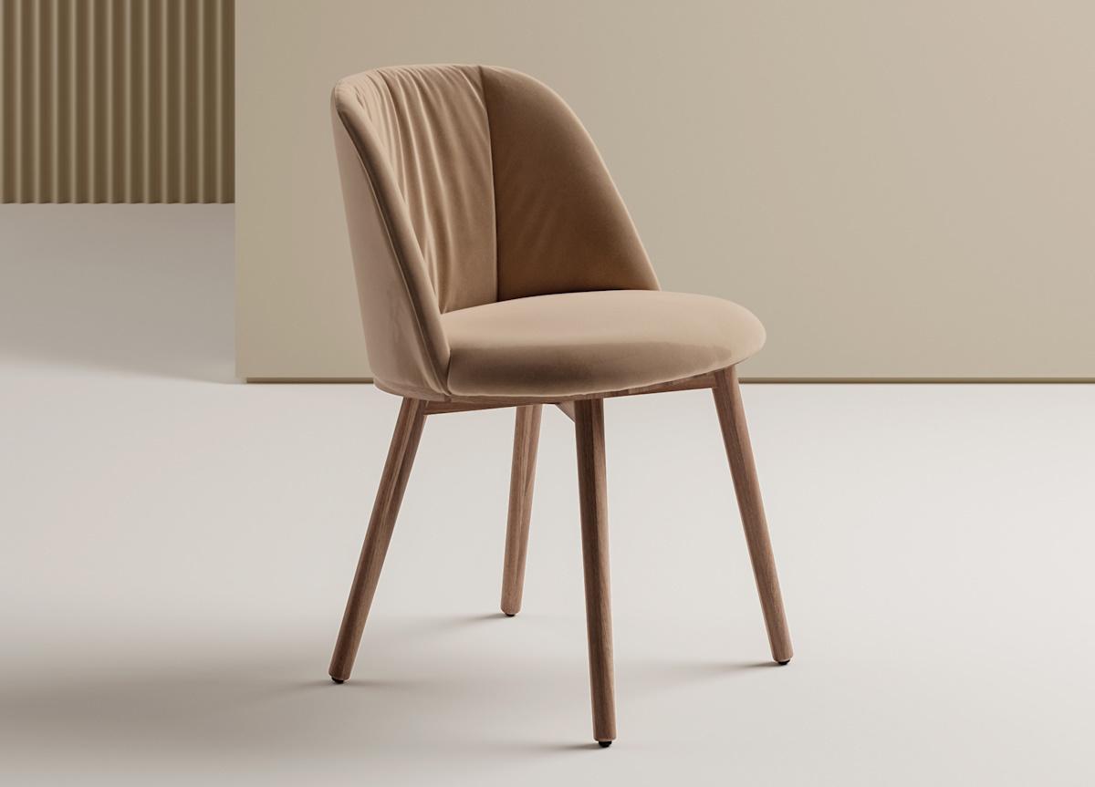 Bontempi Agatha Dining Chair with Wood Legs