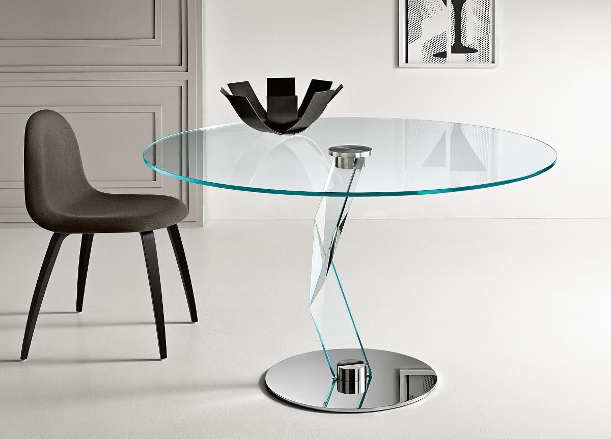 round glass and metal kitchen table