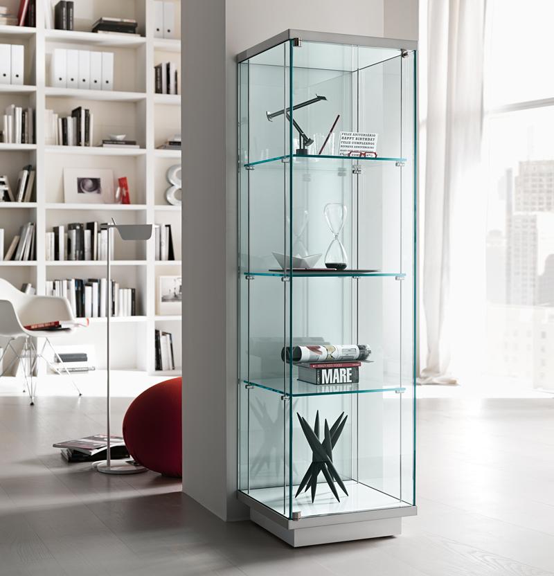 Small glass display case deals with lights