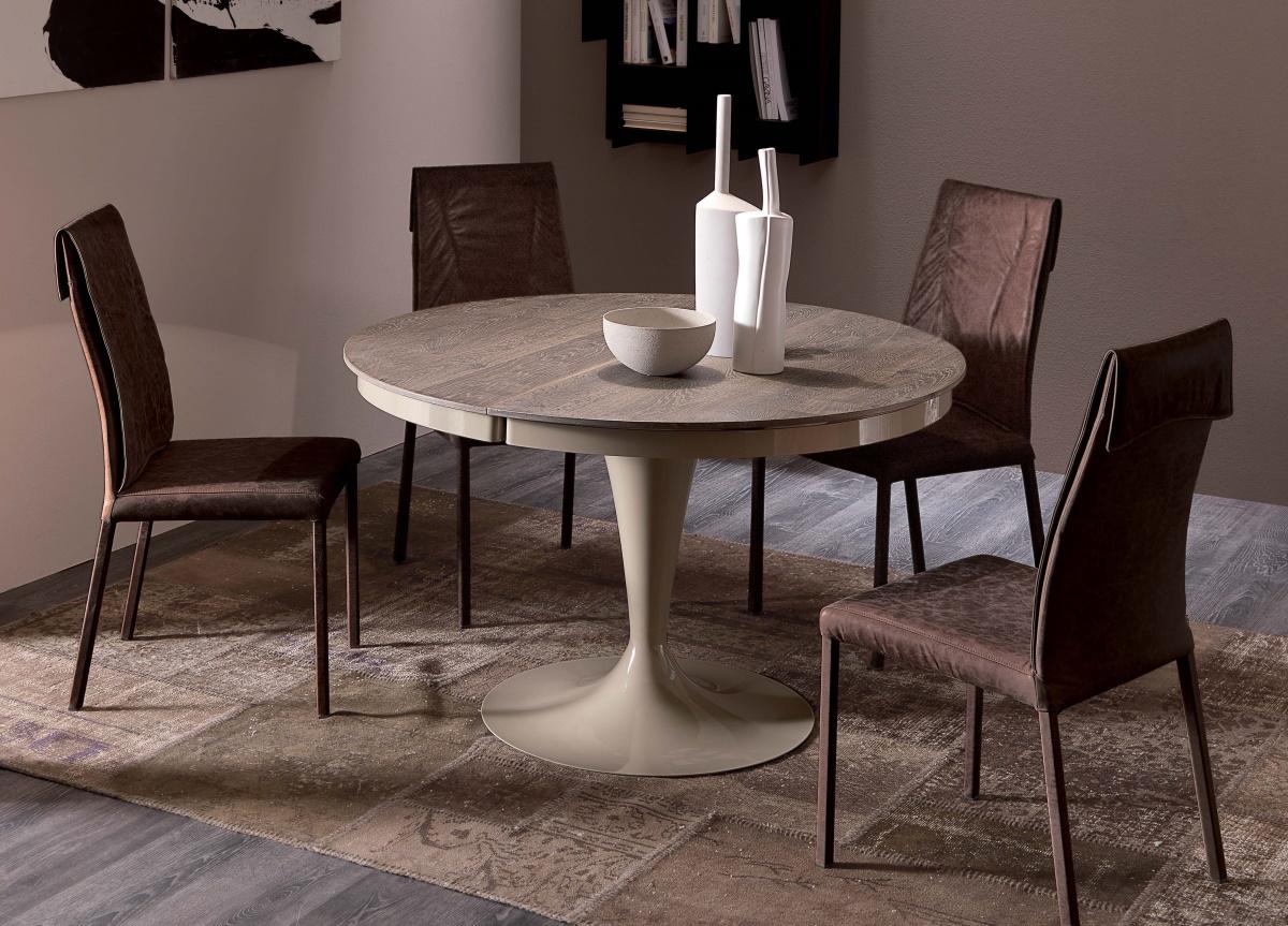 Ozzio Eclipse Round Extending Dining Table in Wood