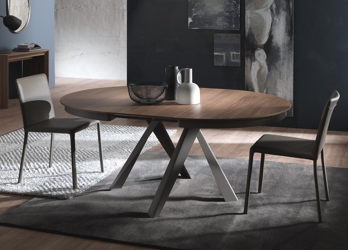 Ozzio Emisfero Legno Round Extending Dining Table