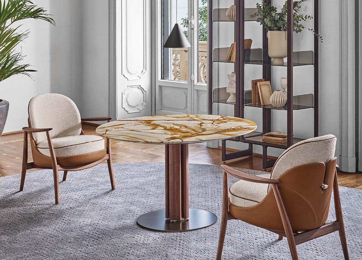 Porada Quadrifoglio Small Round Dining Table in Marble