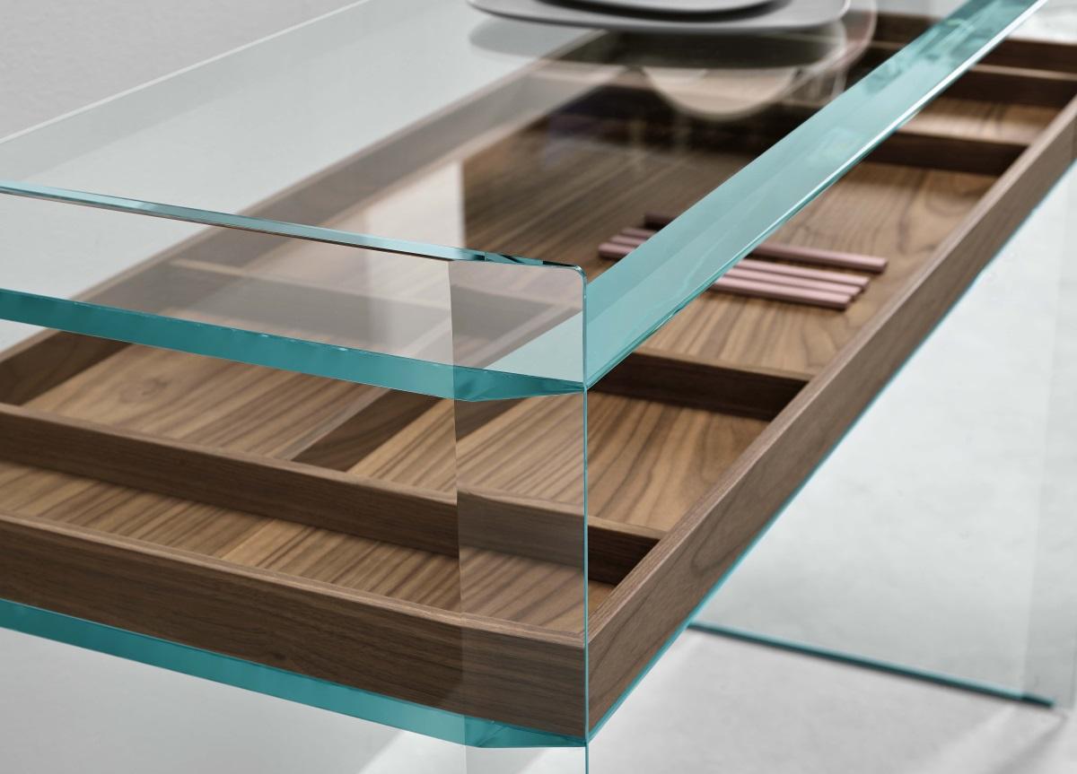 Glass deals desk wood