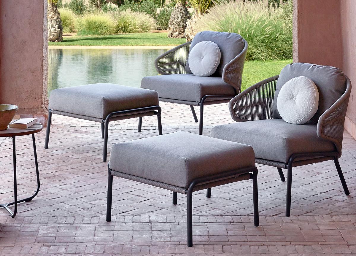 Outdoor chair with discount footstool