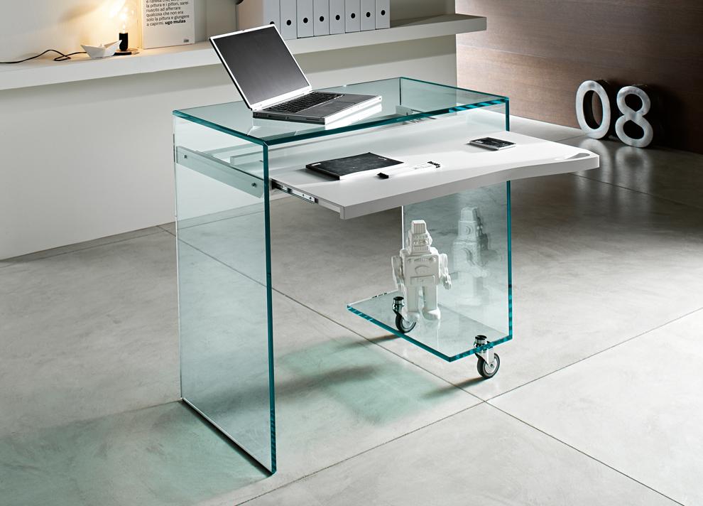 Glass deals desk shelf