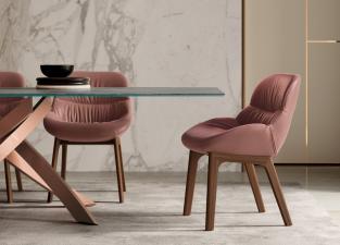 Bontempi Amelie Dining Chair with Wood Legs